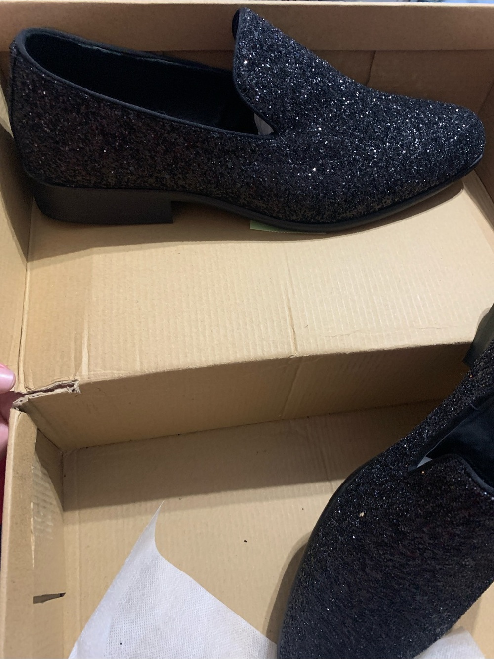 Men's Black Glitter Slip-On Dress Loafers